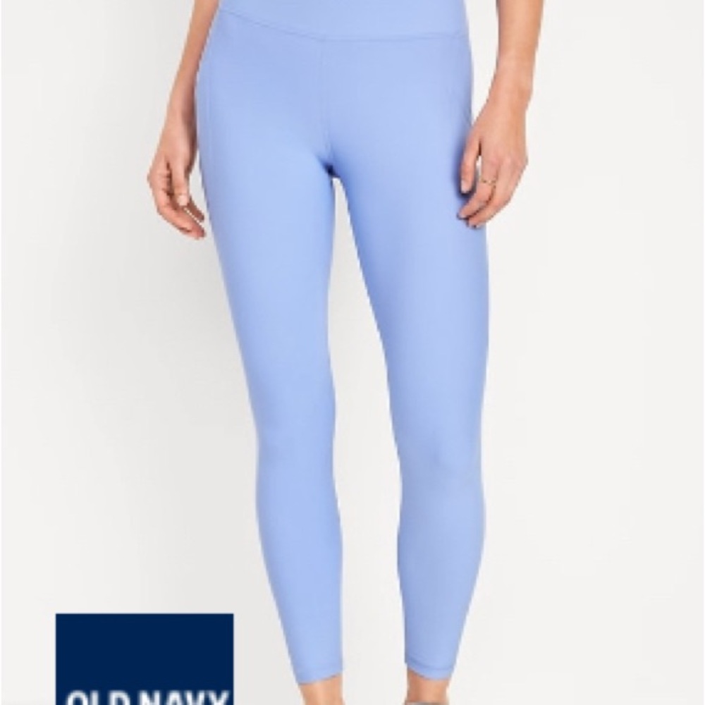 Old Navy Blue Leggings Power Soft High-Waisted with Pockets 3/4 length